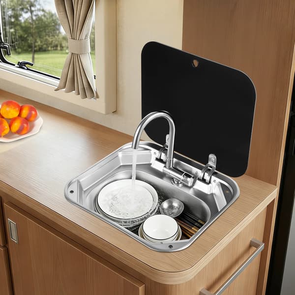 RV Vask, Rustfrit Stål Konstruktion, Multifunktionelt Design,SØLV