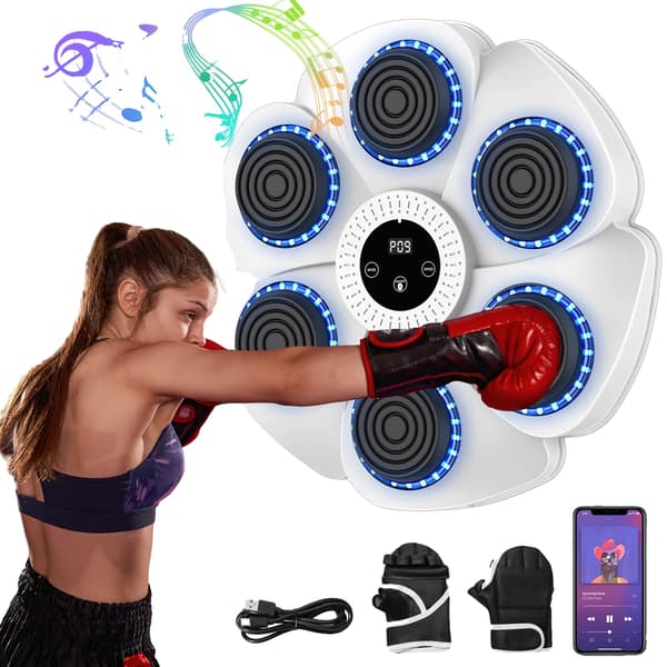 Smart Boxningstränare, Bluetooth Musiksynk, Justerbara Rytmmode,VIT