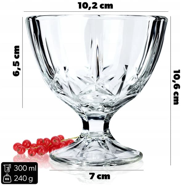 Glas Dessertkopper, 300ml Kapacitet, Rund Form, FCM Certificeret, Holdbart Glasmateriale, Elegant Design