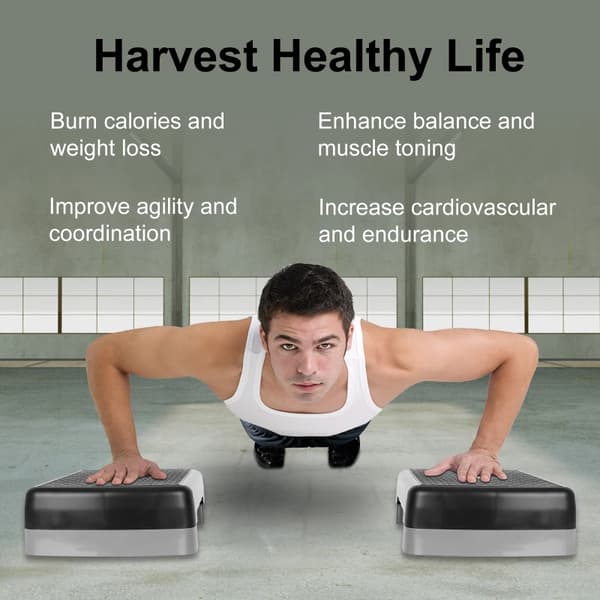 Fitness Step Platform, Aerobiske Øvelser, Justerbar Højde,sort