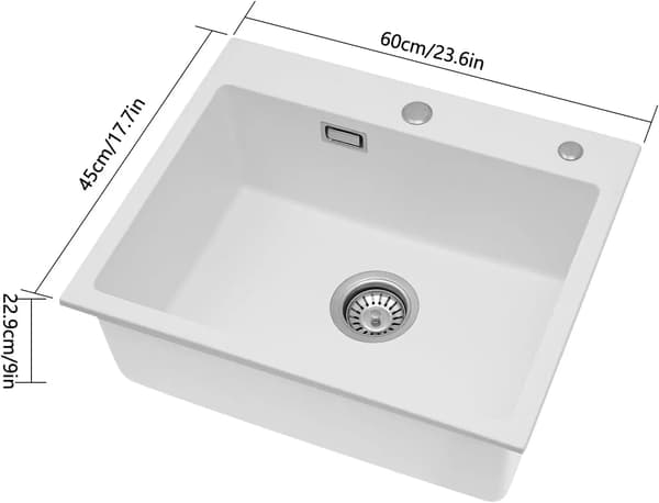 Køkkenvask, Kvartssten, Holdbart Design,HVID