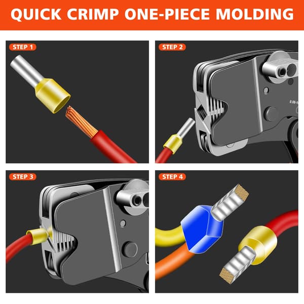 Ratcheting Crimping Tool Set, Selvjusterende Mekanisme, Præcisionskvadrattryk,Appelsin