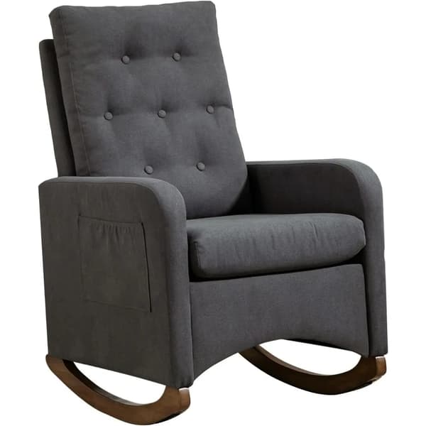 Gyngestol, Ergonomisk Design, Praktisk Side Lomme,Mørk Grå