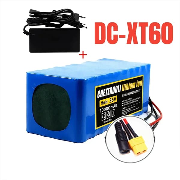 Litiumjonbatteripack, hög kapacitet 100Ah, 10S4P-konfiguration,36V-a, DC-XT60