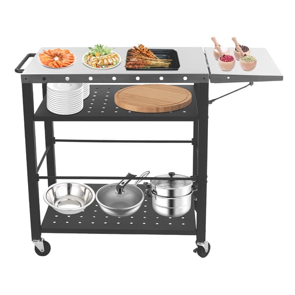 Udendørs Barvogn Grillstation, Holdbart Design, God Opbevaring,Sølv