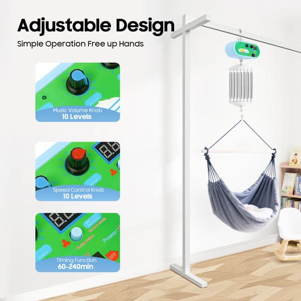 Babysvinger Controller, Justerbar Svinghastighed, Holdbart Design,LYS GRÅ
