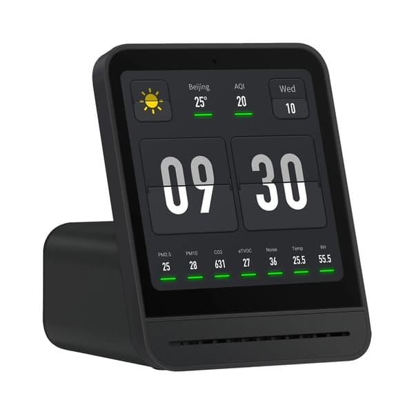 Luftkvalitetsmonitor, Realtidsmått, Smart Wi-Fi-anslutning,1Pcs Svart
