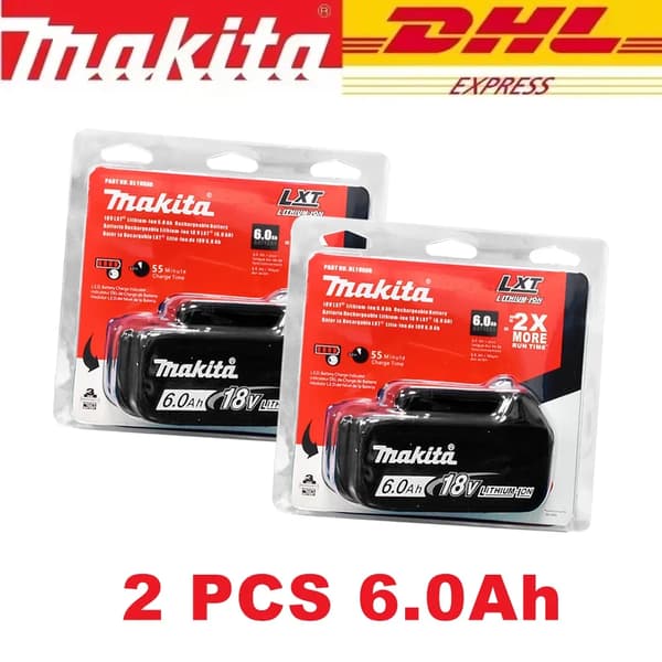 Uppladdningsbart Batteri, 6000mAh Kapacitet, Säkerhetsfunktioner,2PCS 6.0Ah