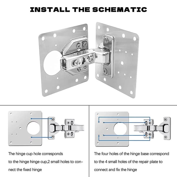 Hinge Repair Plate, Rostfritt Stål Material, Lätt Installation,4st