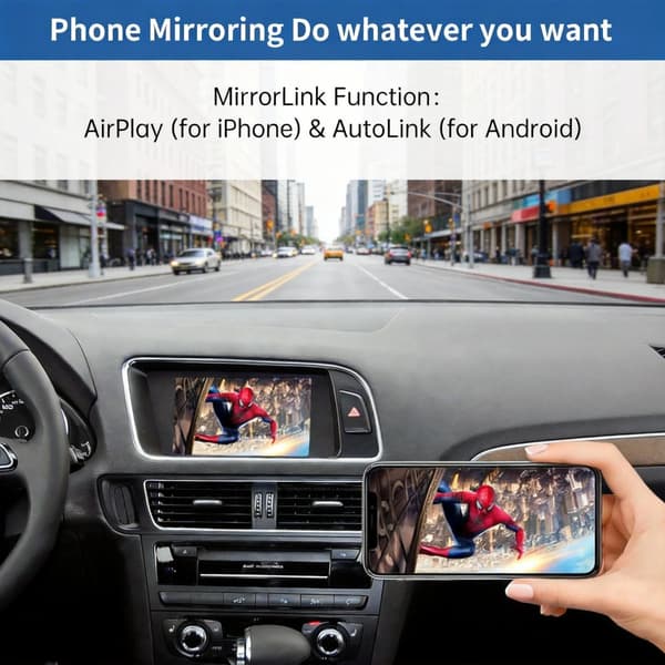 CarPlay og Android Auto Interface, Holdbart plastik, Kompatibel med bilens dashboard størrelser, Til Audi A4 A5 S4 S5 RS4 RS5 Q5