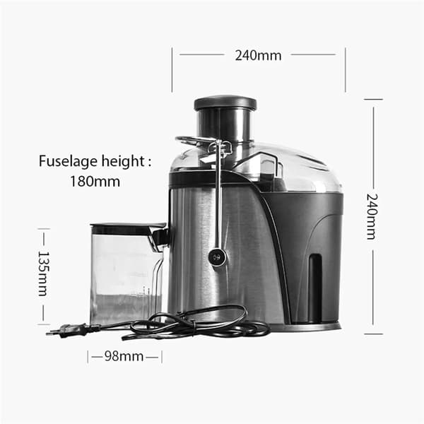 Juicemaskin, 2 hastigheter, 3-tums stor mun,Silver