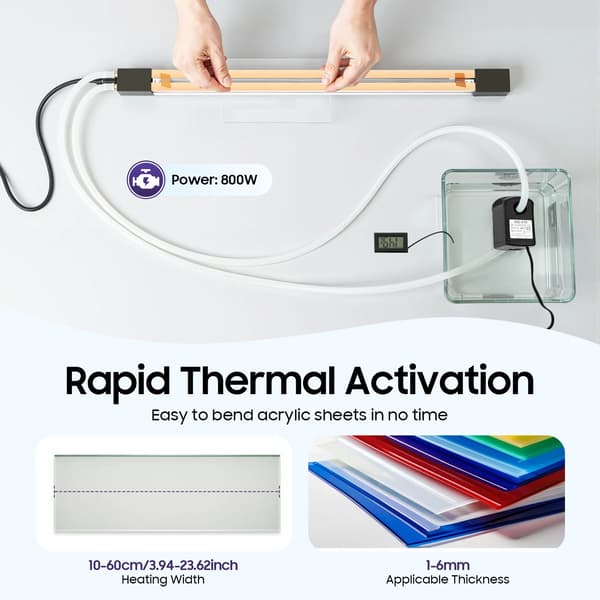 Plastbender, 800W Effekt, Brugervenligt Design,Sølv