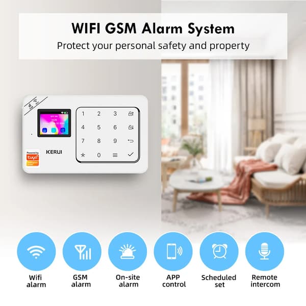Alarm System, WiFi-forbindelse, Smart Home-integration,alarmsæt 2, EU-stik