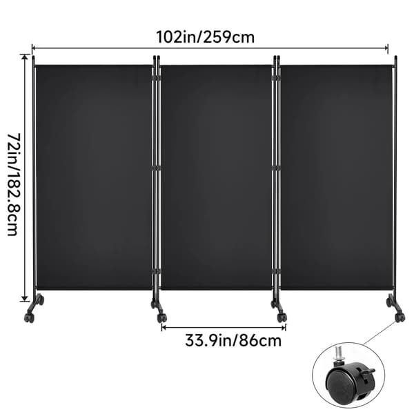 Rummdivider, Flytbar, Foldbar Design,SORT-skip fra Spanien, 260x180cm-a