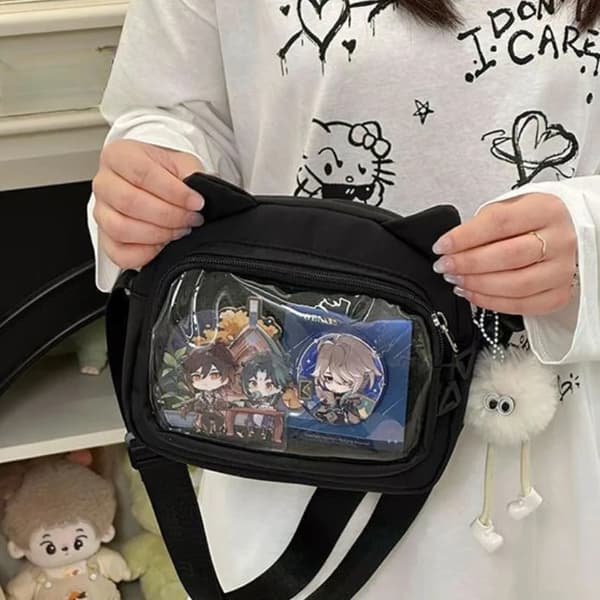 Casual Tote Bag, Blødt Polyester, Indvendige Lommer,Sort-Uden vedhæng