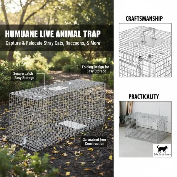 Djurfälla, Galvaniserat Järn, Fällbar Design,grön
