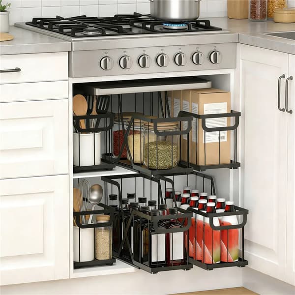 Utrækkelig Skab Organizer, 14cm Smalt Design, Nem Installation,2 Pcs