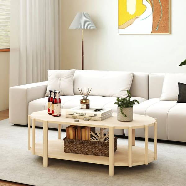 Kaffebord, Medium Density Fiberboard, Oval Form, Integrerad Förvaring, Modern Design, Lätt Montering