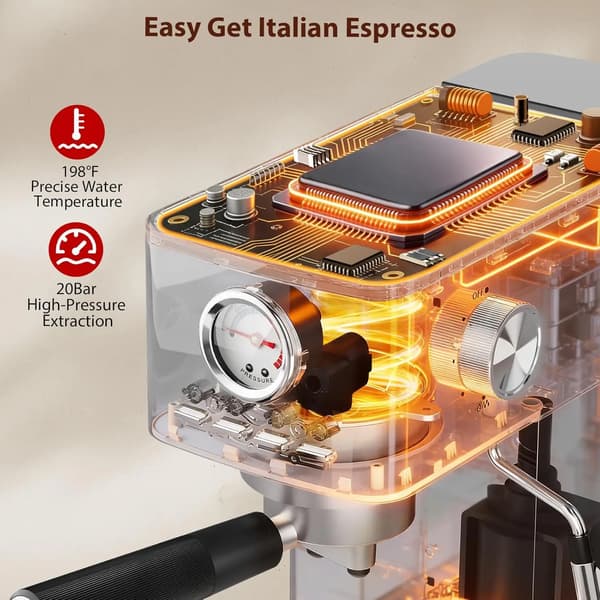 Espressomaskin, rostfritt stål, snabb uppvärmning,Silver
