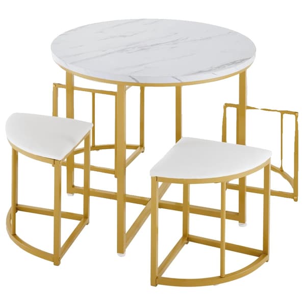 Matgrupp, Bord och Stolar, Modern Design, Plats för 4,Vit-5st