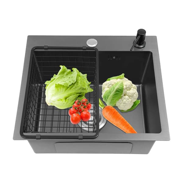 Køkkenvask, Rustfrit Stål, Enkelt Skål,sort