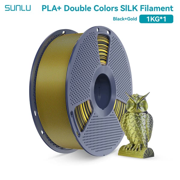 3D-printer filament, PLA Plus, flere tonefarver,1KG Sort Guld