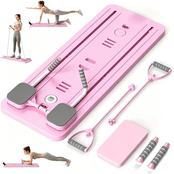 Pilates Board, Multifunktionel Brug, Justerbart Design,Pink-B