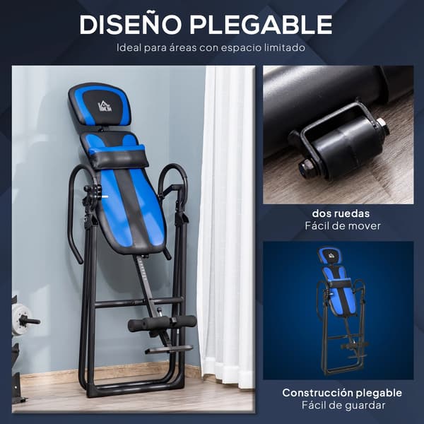 Inversionstabell, Justerbar Höjd, Säkerhetsbälte, svart