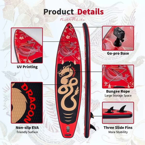 Stand Up Paddle Board, Skridsikker Overflade, Bærbart Design,SUPFR17S