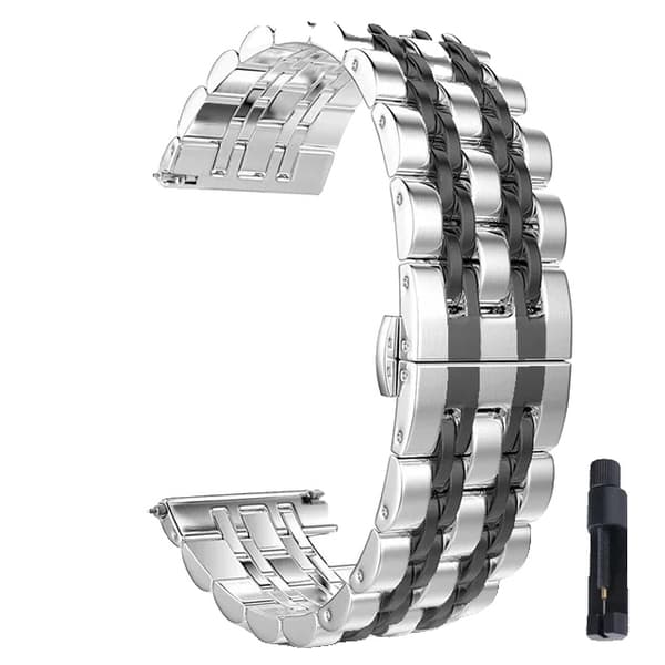 Urrem, Rustfrit Stål, Unisex Design,20mm, Sølv-sort-a