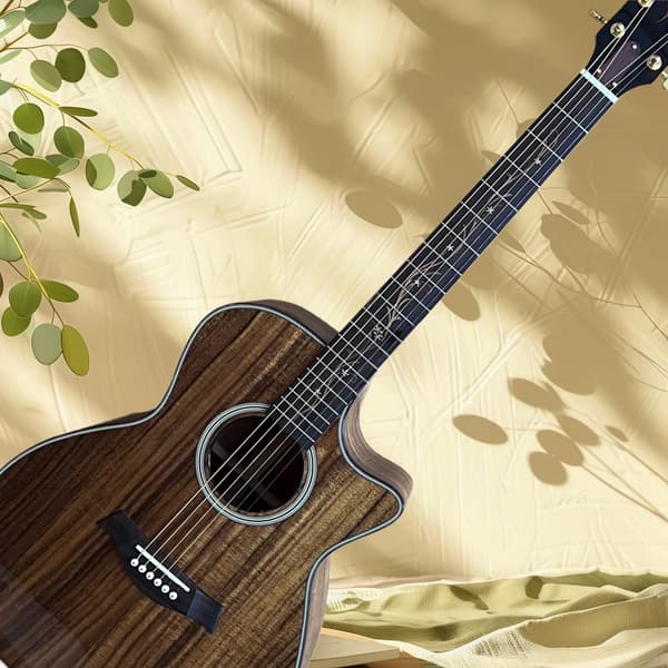 Folk Guitar, KOA-kropp, Rosenträsgrepp,Brun