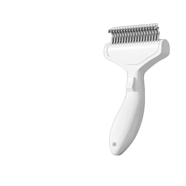 Hårborste för husdjur, Ergonomisk design, Rostfritt stål,VIT
