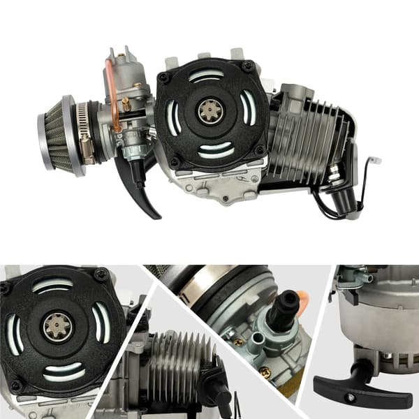 Motor, 49cc 2 Takts, Trækstart,sort