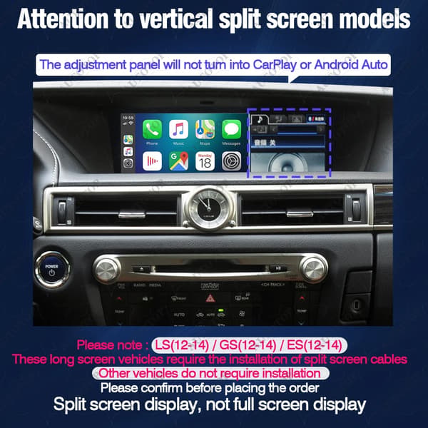 CarPlay/Android Auto Dekoder, Trådløs Funktionalitet, Nem Installation,LS GS 12-14 Joystick