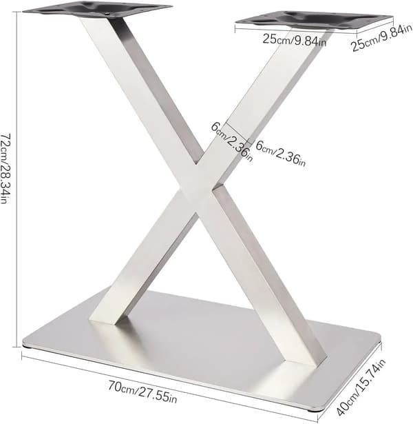 X-formade bänkbens, hållbart rostfritt stål, modern design,Silver