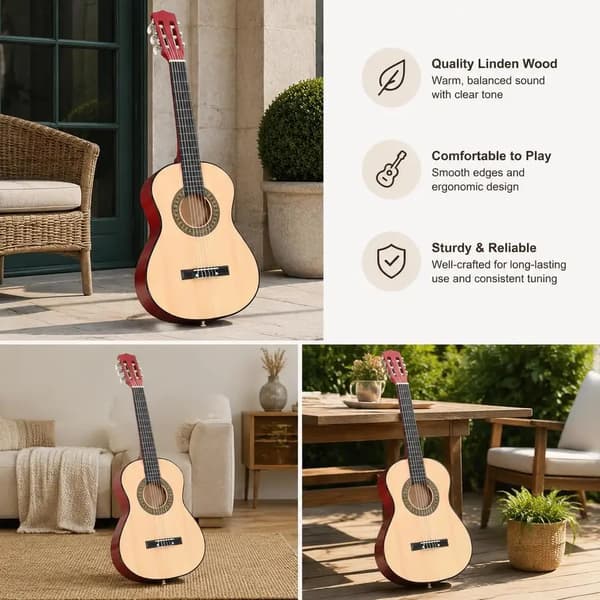 Klassisk Guitar, Solid Lindetræskrop, Let at Håndtere,Lys kastanje
