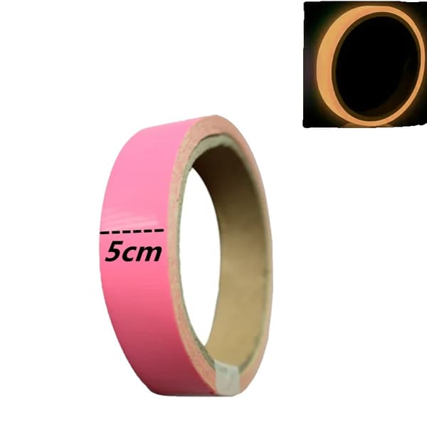 Luminös Tejp, Glöder i Mörker, Säkerhetsvarning Användning,Rosa bredd -5cm, Längd -- 3M-a