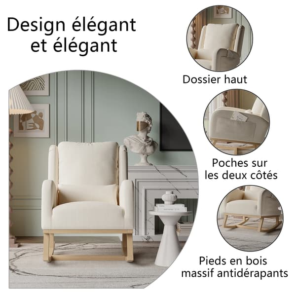 Gungstol, Klädd Design, Ergonomiskt Stöd,Beige
