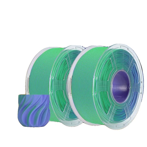 3D-printer filament, PLA-material, høj kompatibilitet,grøn-lilla