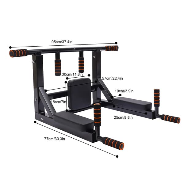 Pull Up Bar & Dip Station, Tungt Utrustad, Väggmonterad,svart