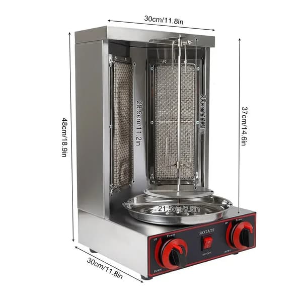Shawarma Grillmaskin, 3000W Effekt, 360° Rotation,Grå