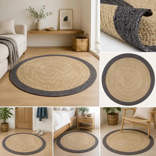 Gulvtæppe, Håndvævet Jute, Moderne Boho Dekor,Gris