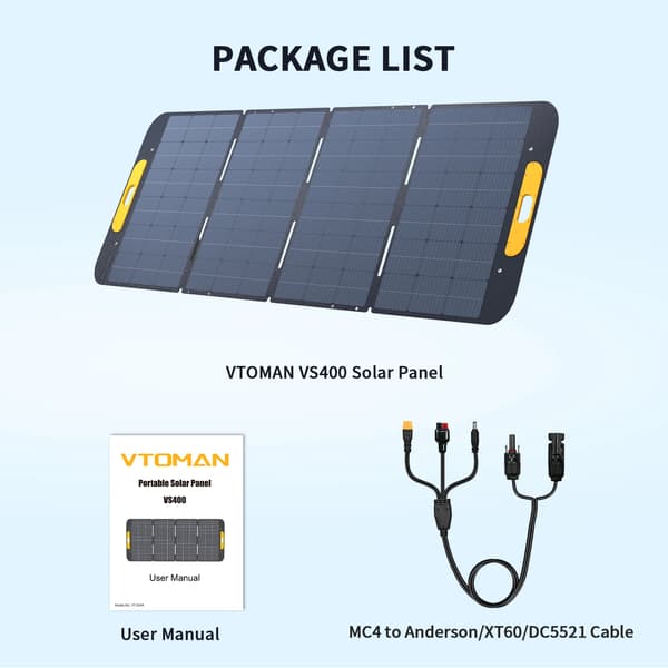 Solpanel, Høj Effektivitet, 400W Strøm, Vandtæt Design,VS400