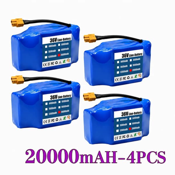 Litiumjonbatteri, 20000mAh kapacitet, säkerhetscertifierad,36v 20000mAH-4PCS