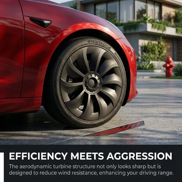 Hjulkapsler, Designet til Tesla Model 3, Holdbar ABS Plast,til tesla model 3, 19 tommer, 2020-2023, matte sort
