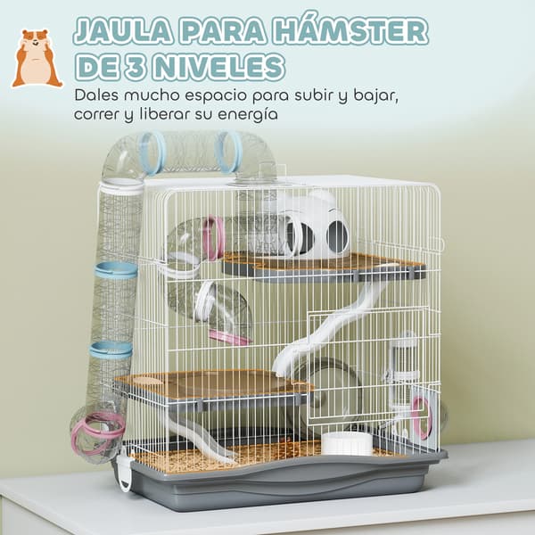 Hamster Cage, Multi-level Design, Includes Accessories, GREY