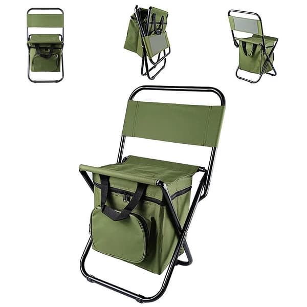 Campingstol, Bærbar Design, Isoleret Køler,grøn