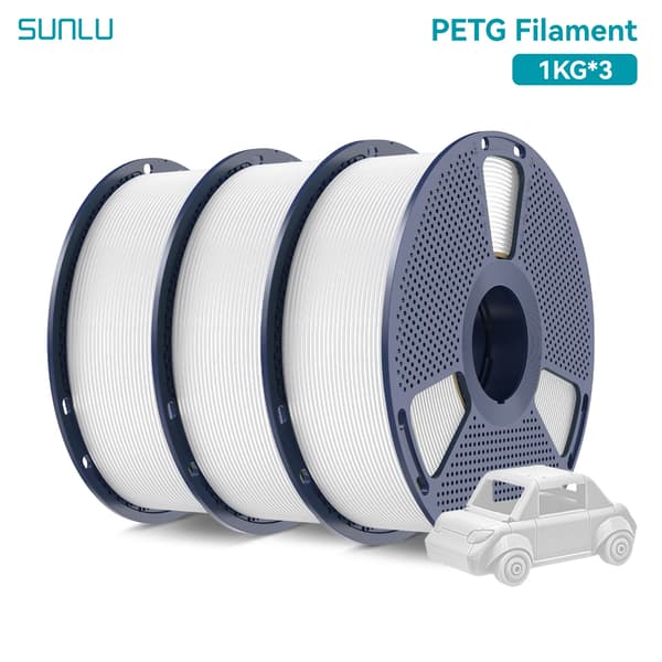 3D-printer filament, PETG-material, 1,75 mm diameter,3KG Hvid