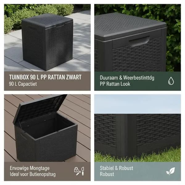 Haveopbevaringsboks, Holdbart Materiale, Rummelig Design,Sort