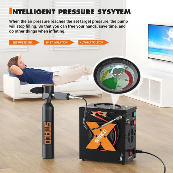 Luftkompressor, 4500 psi tryck, dubbel strömförsörjning,Hög Luftkompressor